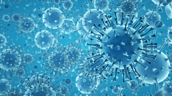 Illustration von mehreren Viren, in hellblau
