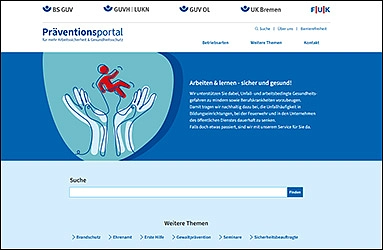 Bild der Startseite des Internetauftritts Präventionsportal.de